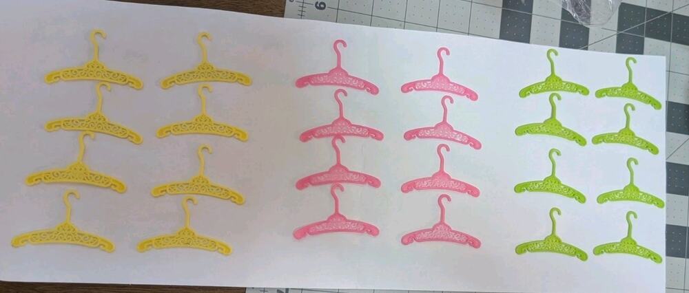 Lot of 8 vintage Barbie Filigree Hangers - Pink/Yellow/Green available